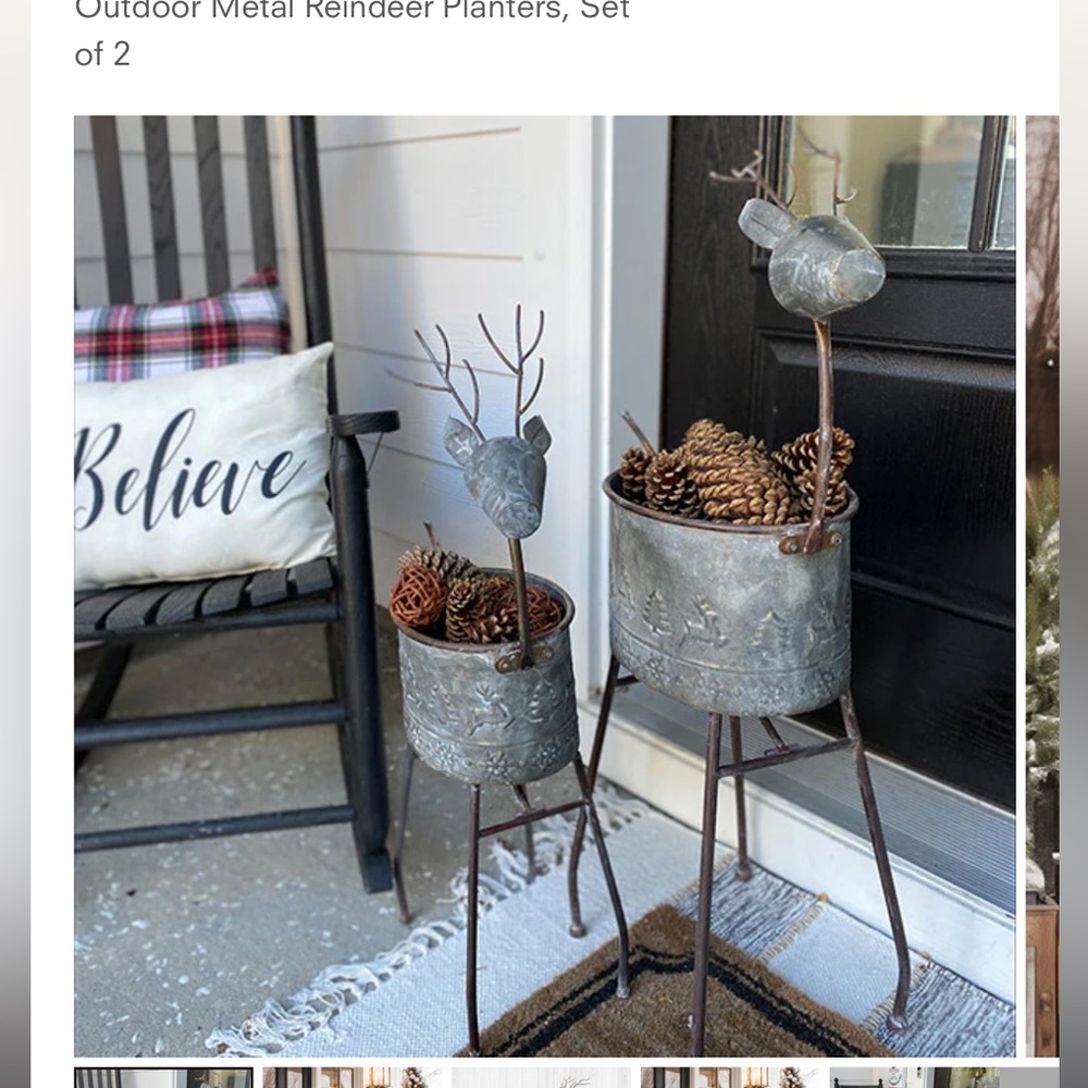 Decor Steals metal reindeer planter set